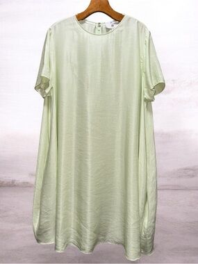 Banana Republic Aurelia Linen-Blend Dress in "Brat Green Pastel” XL Tall